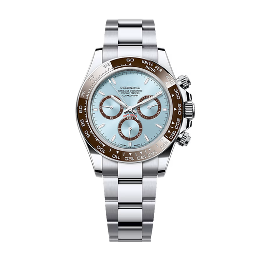 Speed Racing Chrono 40 – Ice Blue Dial | Brown Ceramic Bezel