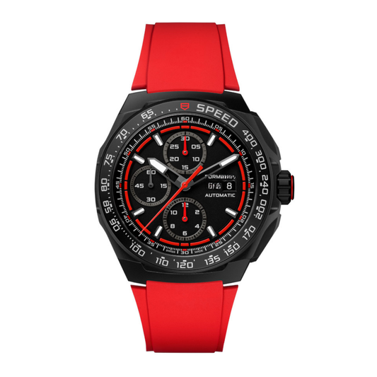 Formula Racing Chrono – Black & Red | Rubber Strap